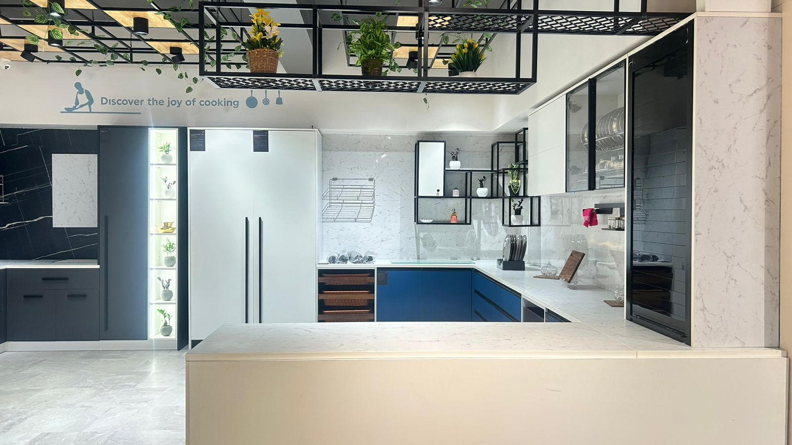 Navy blue island modular kitchen Tezpur